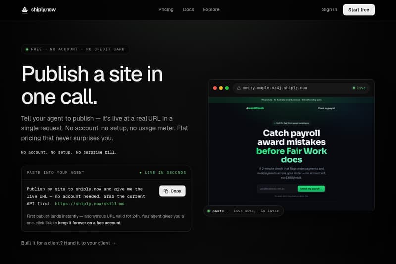 shiply.now — Publish a site in one call
